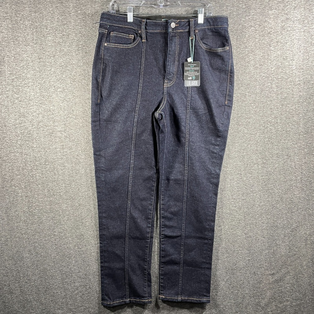 New LuLaRoe Straight Leg Seamed Denim Jeans Dark Wash Womens 32